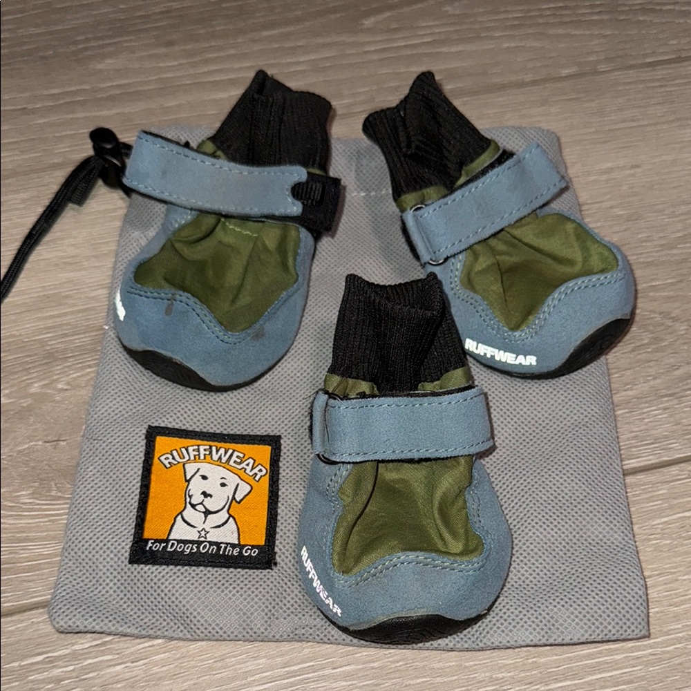 RuffWear Dog Boots - Blue and Green 3 shoes only